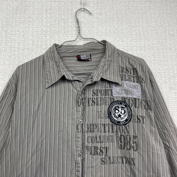 Y2K Roadster Manchester GD Button Up Shirt Distressed Men XL Grunge Goth AOP - Picture 5 of 10